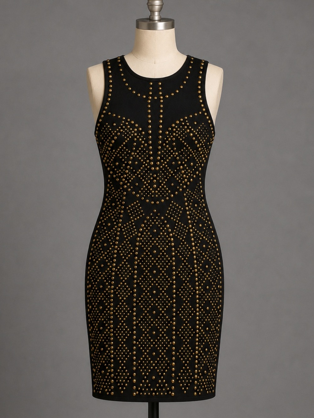 Brass Studding Body Hug Cocktail Dress sz …